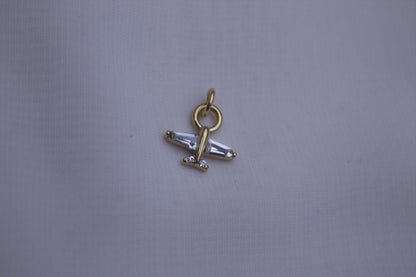 Gold Crystal Airplane Charm