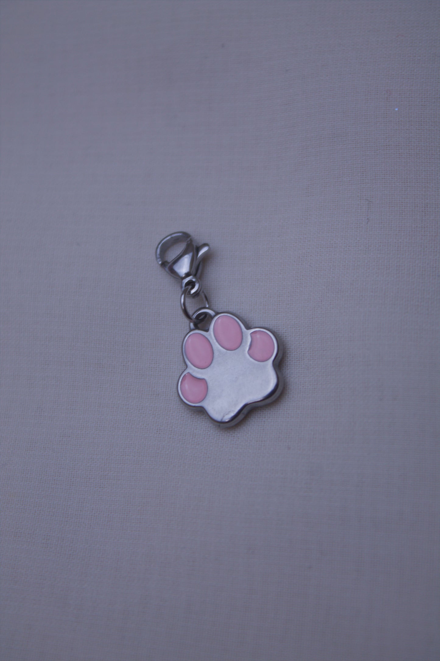 Pink Enamel Paw Print Clip Charm
