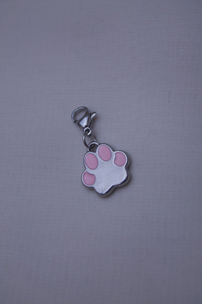 Pink Enamel Paw Print Clip Charm
