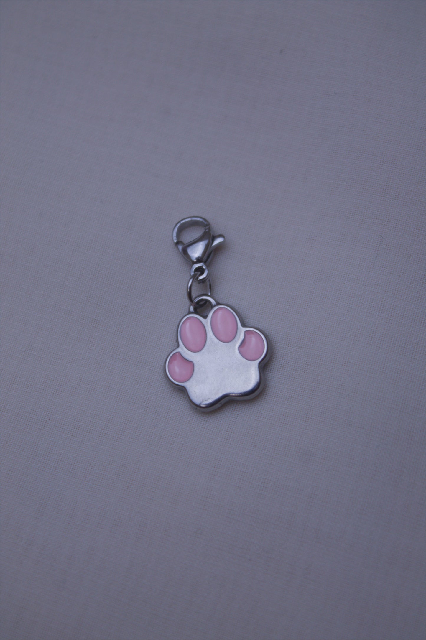 Pink Enamel Paw Print Clip Charm