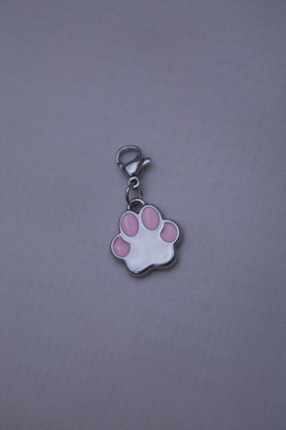 Pink Enamel Paw Print Clip Charm