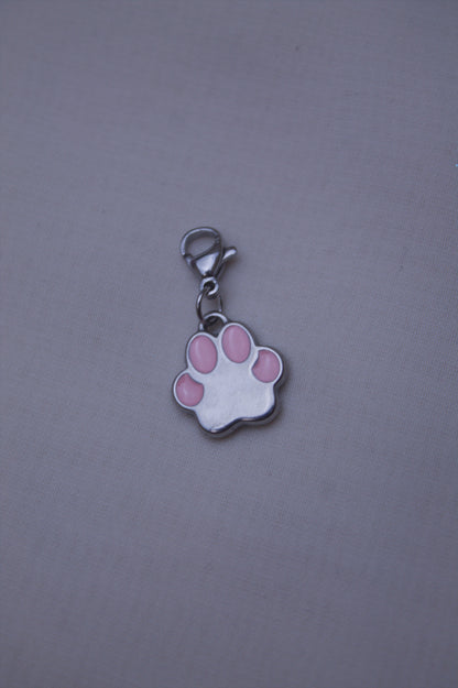Pink Enamel Paw Print Clip Charm