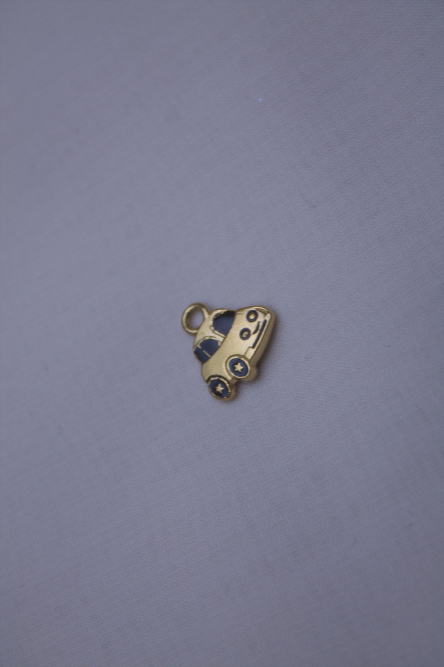 Gold Blue Enamel Mini Car Charm