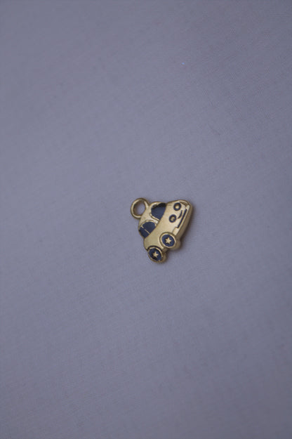 Gold Blue Enamel Mini Car Charm