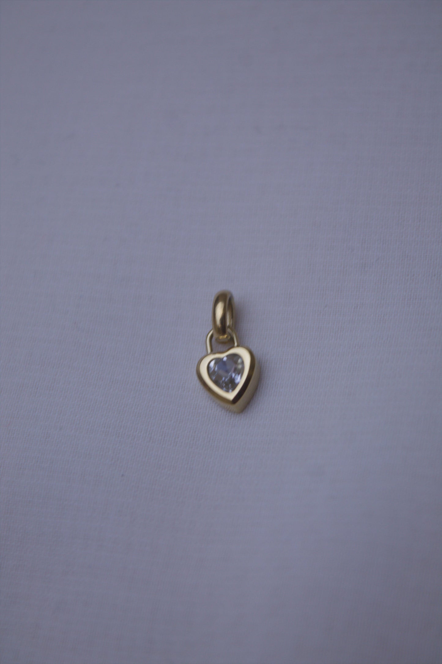 Gold Clear Crystal Heart Charm