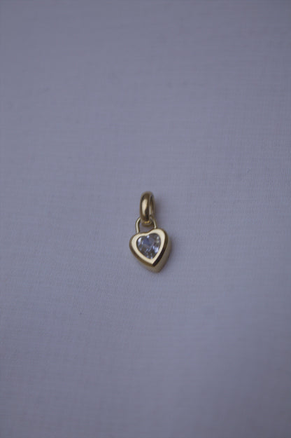 Gold Clear Crystal Heart Charm
