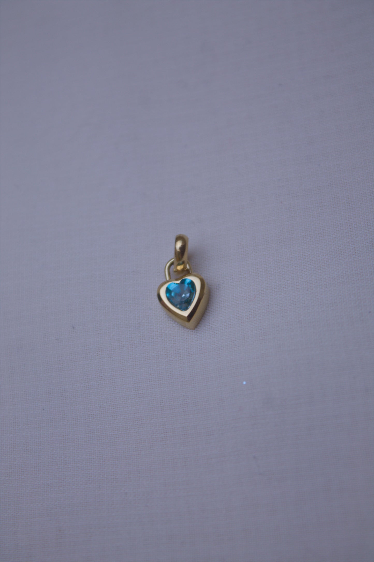 Gold Blue Crystal Heart Charm