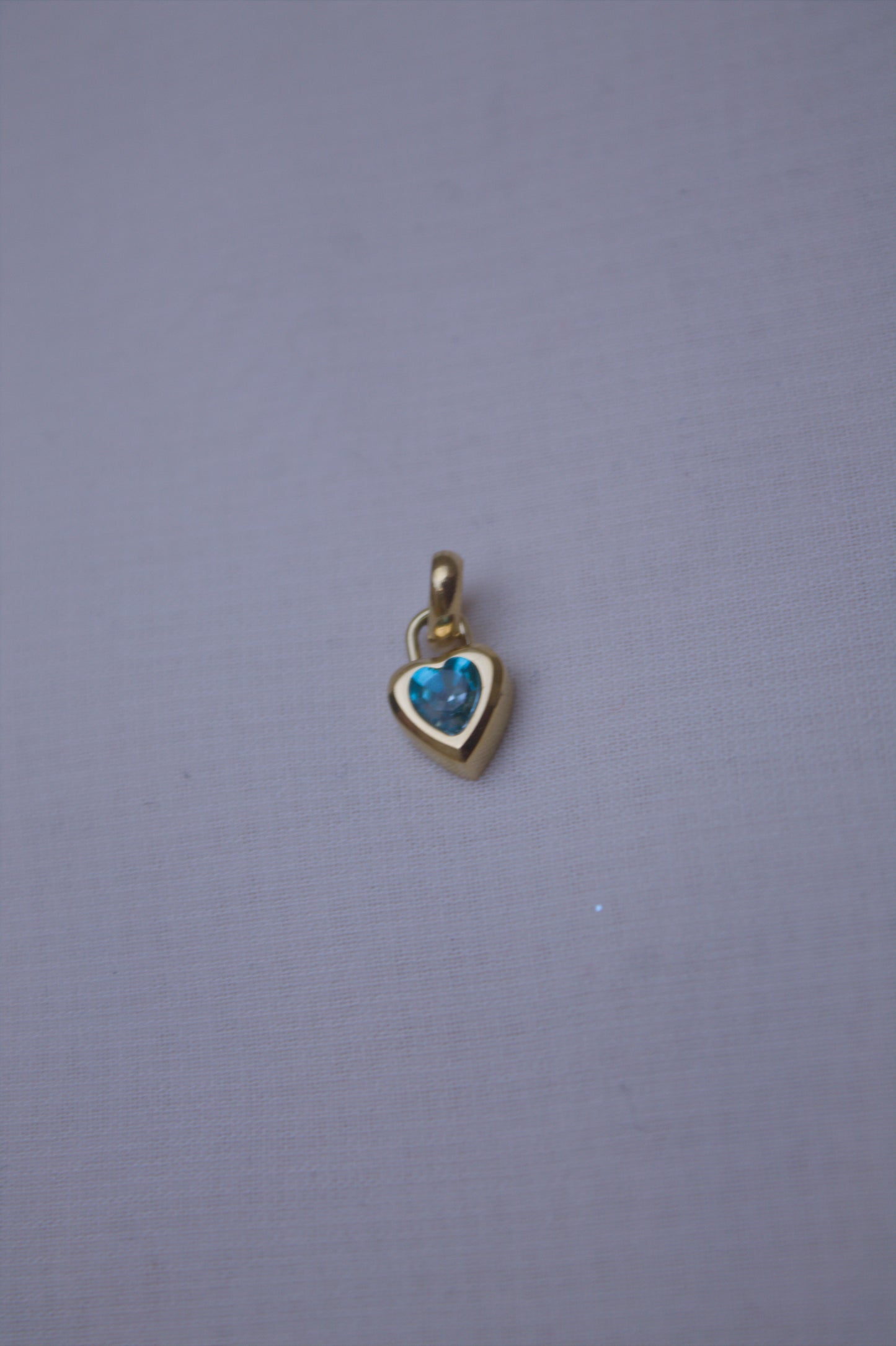 Gold Blue Crystal Heart Charm