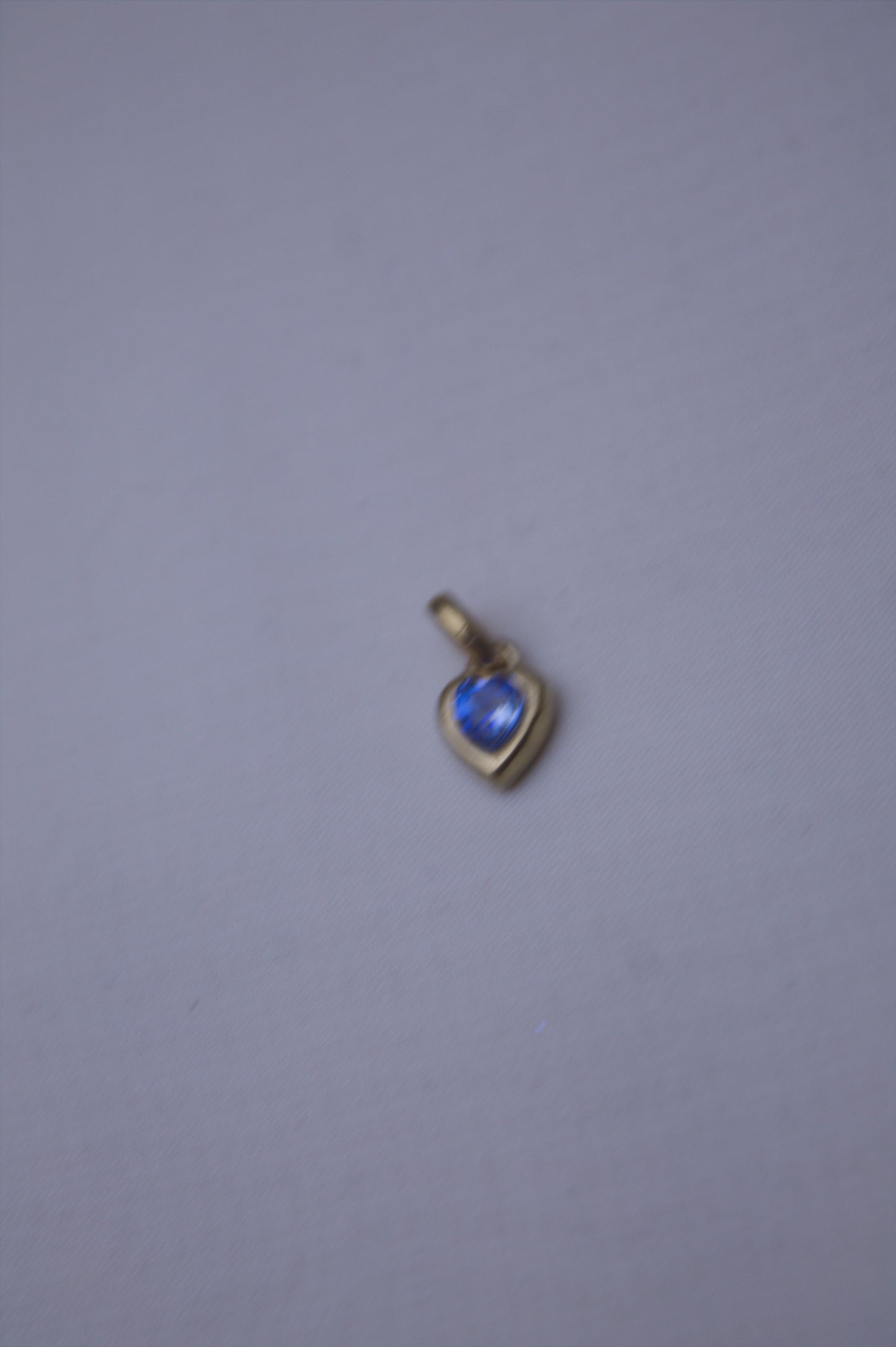 Gold Blue Crystal Heart Charm