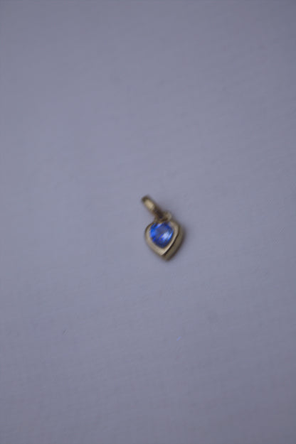 Gold Blue Crystal Heart Charm