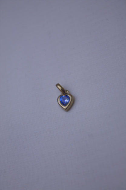 Gold Blue Crystal Heart Charm