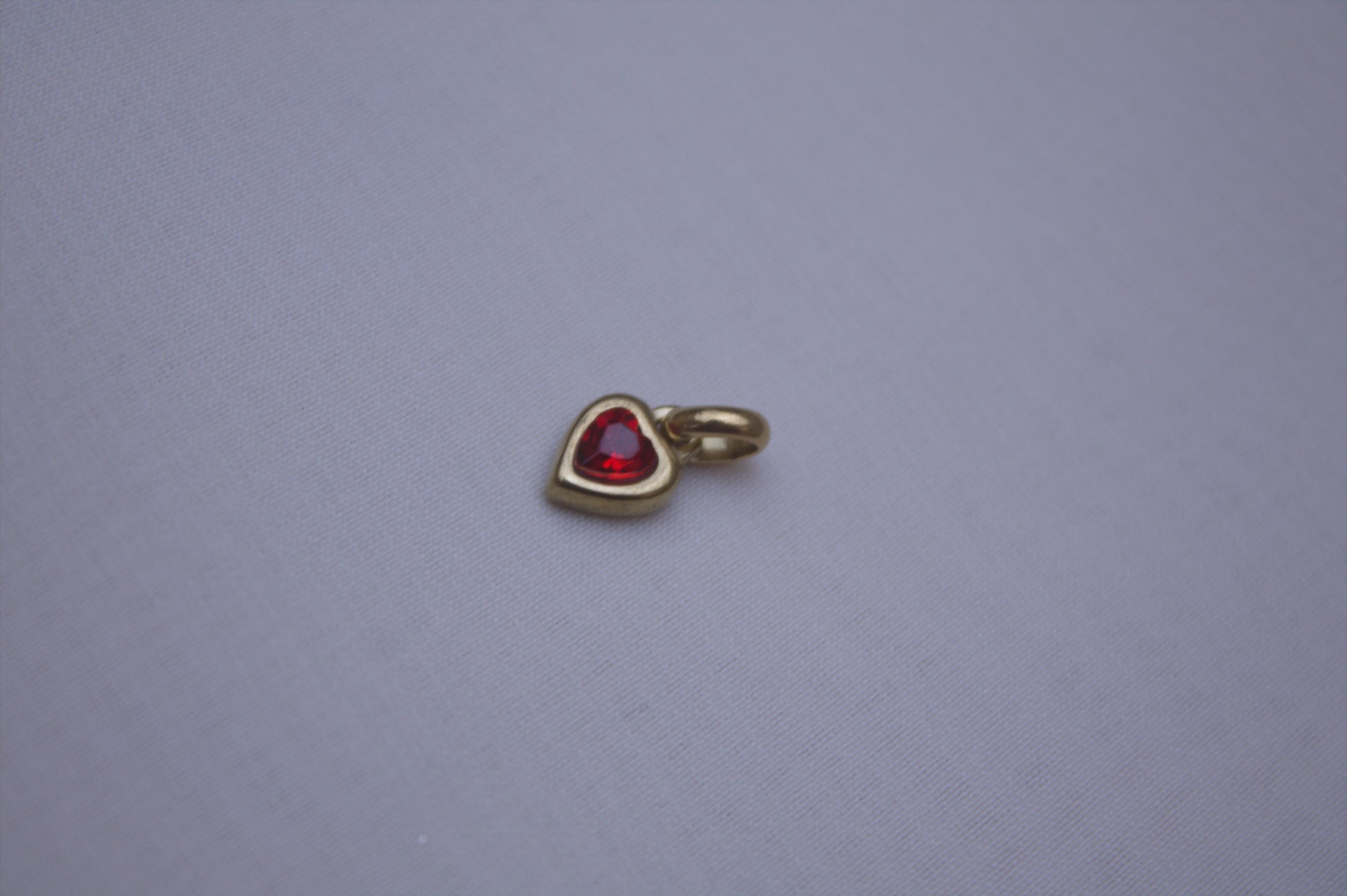 Gold Red Crystal Heart Charm