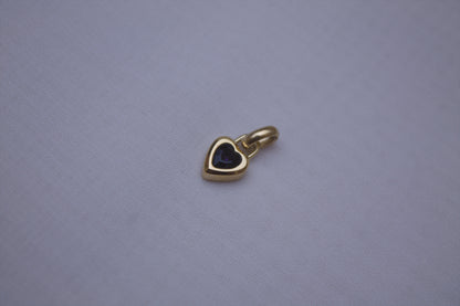 Gold Sapphire Crystal Heart Charm