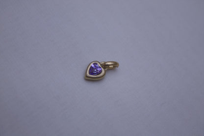 Gold Green Crystal Heart Charm