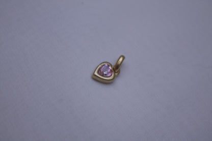 Gold Green Crystal Heart Charm