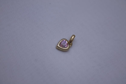 Gold Green Crystal Heart Charm