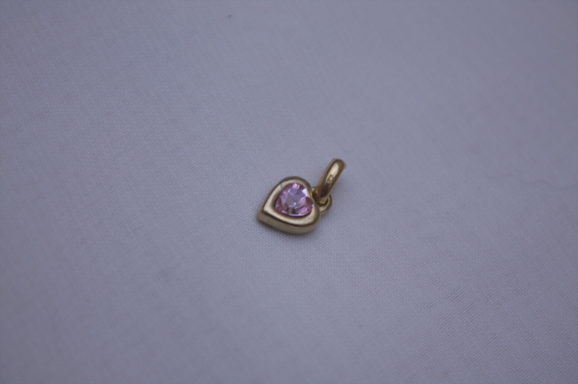 Gold Pink Crystal Heart Charm