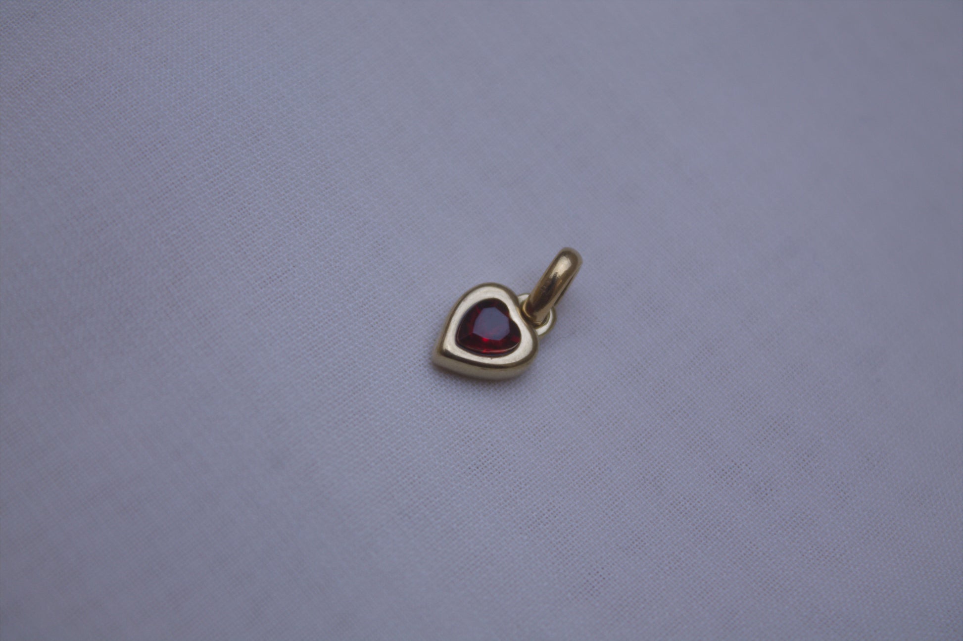 Gold Garnet Crystal Heart Charm