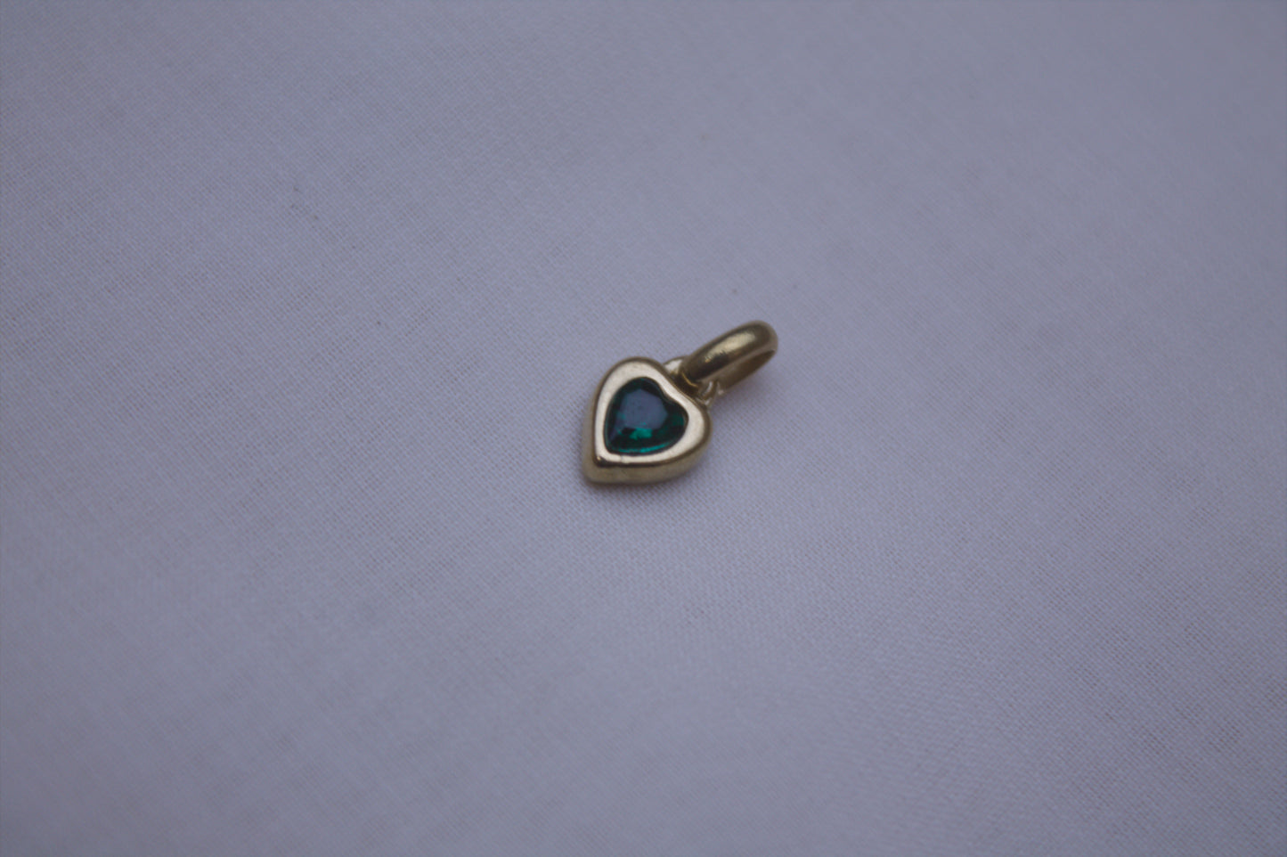 Gold Green Crystal Heart Charm