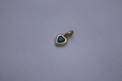 Gold Green Crystal Heart Charm