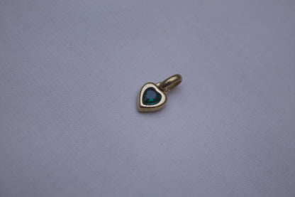 Gold Green Crystal Heart Charm