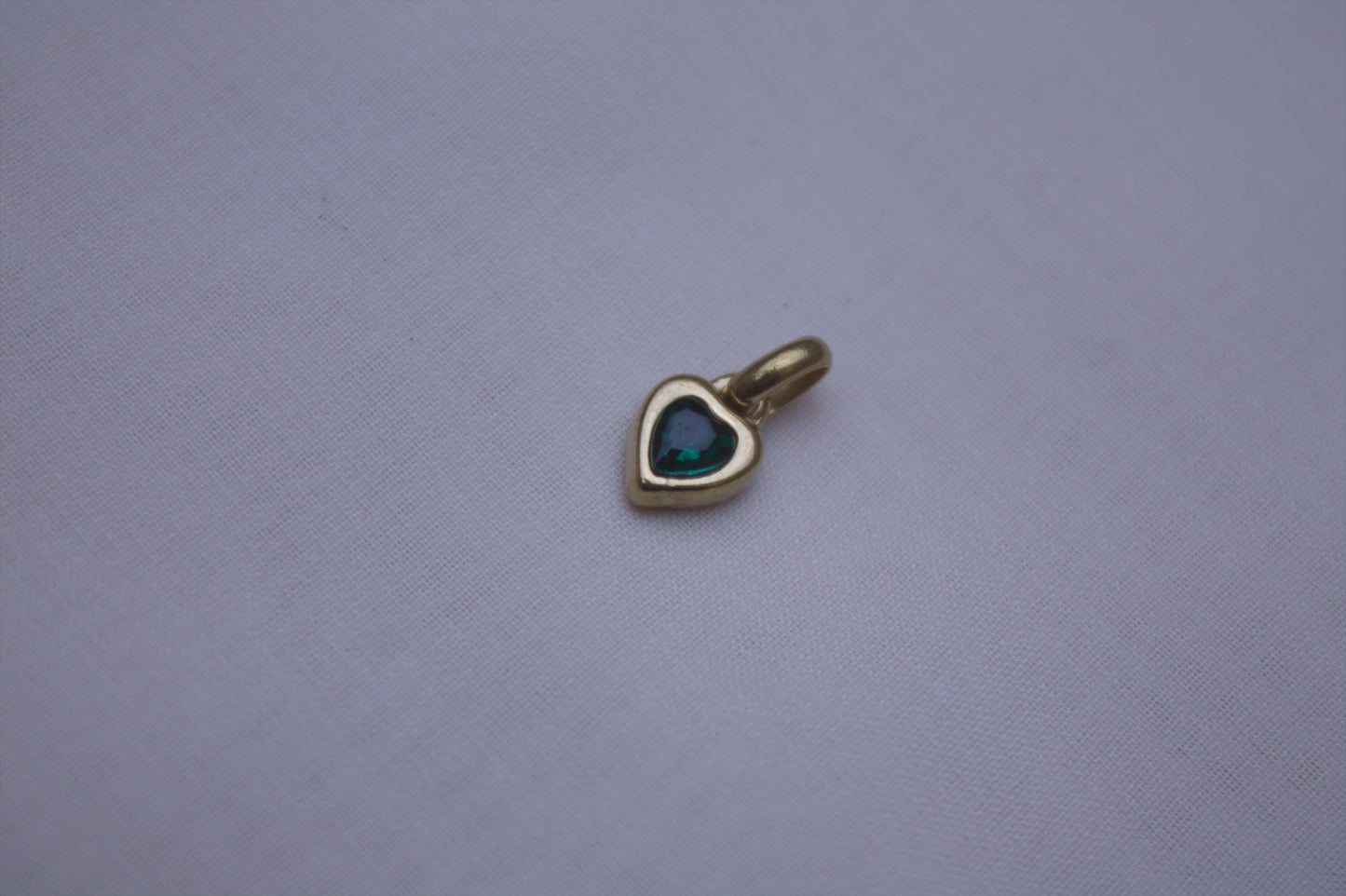 Gold Teal Crystal Heart Charm