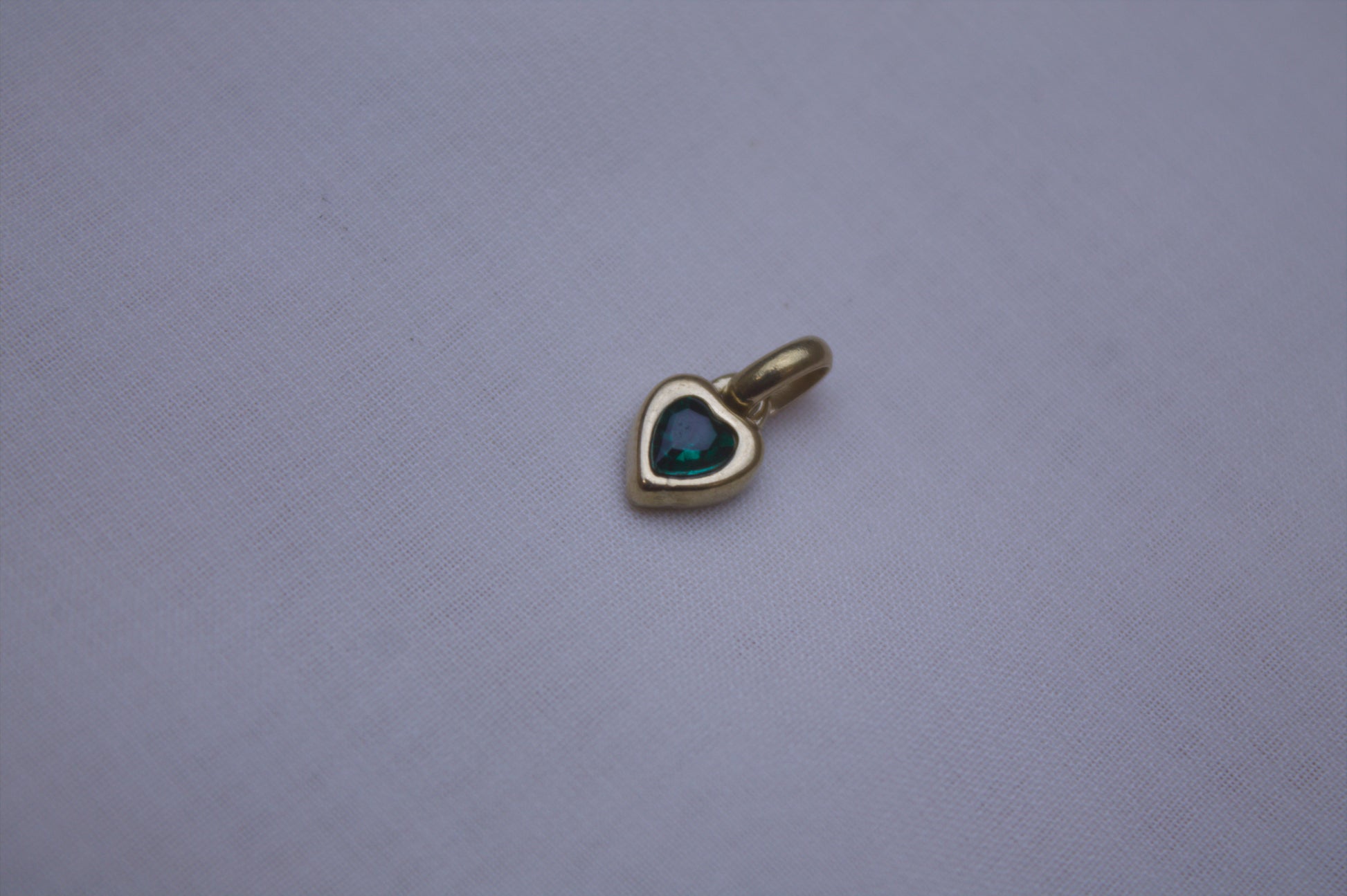 Gold Teal Crystal Heart Charm