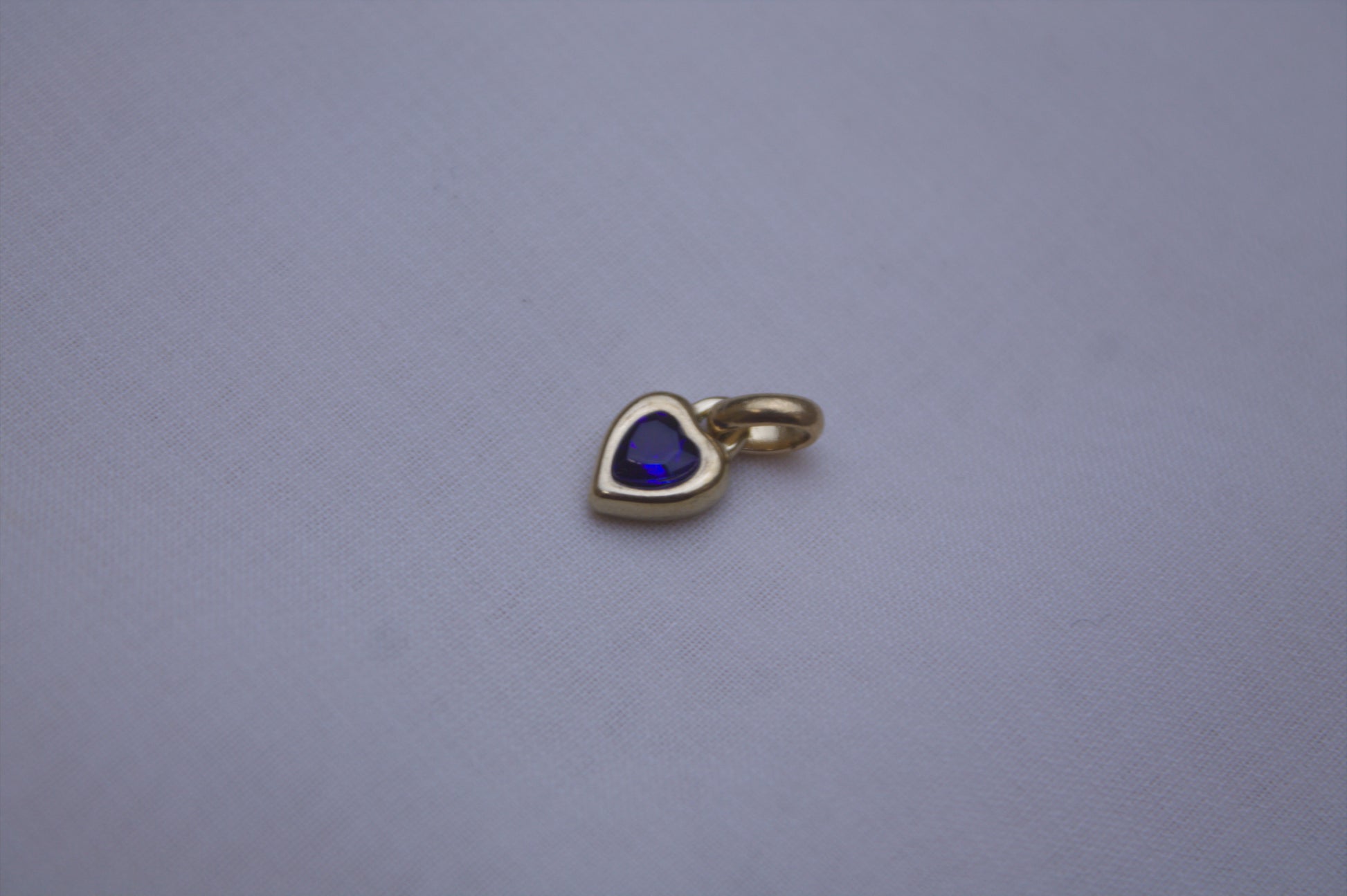 Gold Royal Blue Crystal Heart Charm