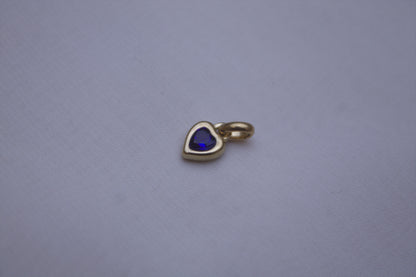 Gold Royal Blue Crystal Heart Charm