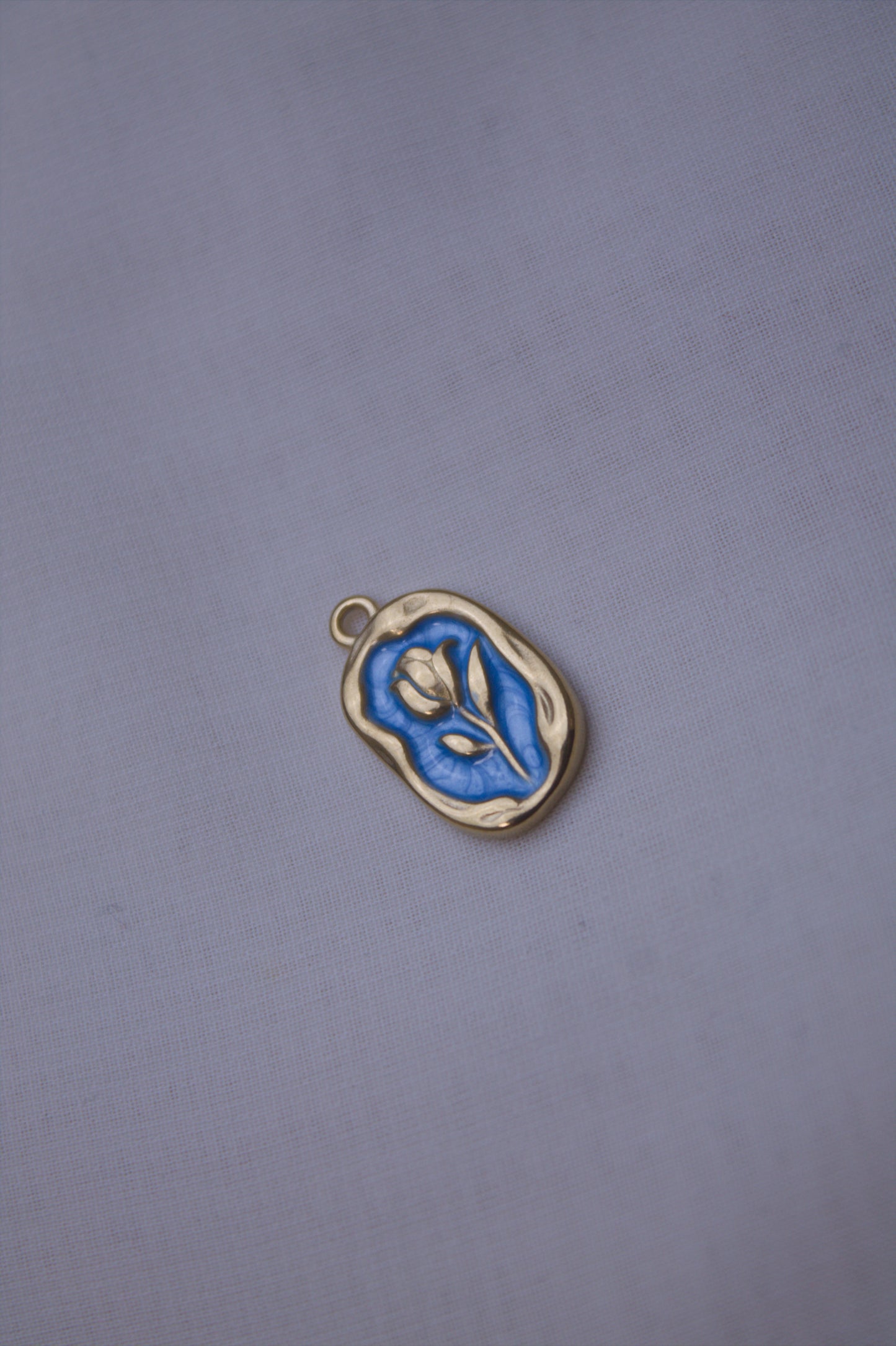 Blue Enamel Tulip Medallion Charm