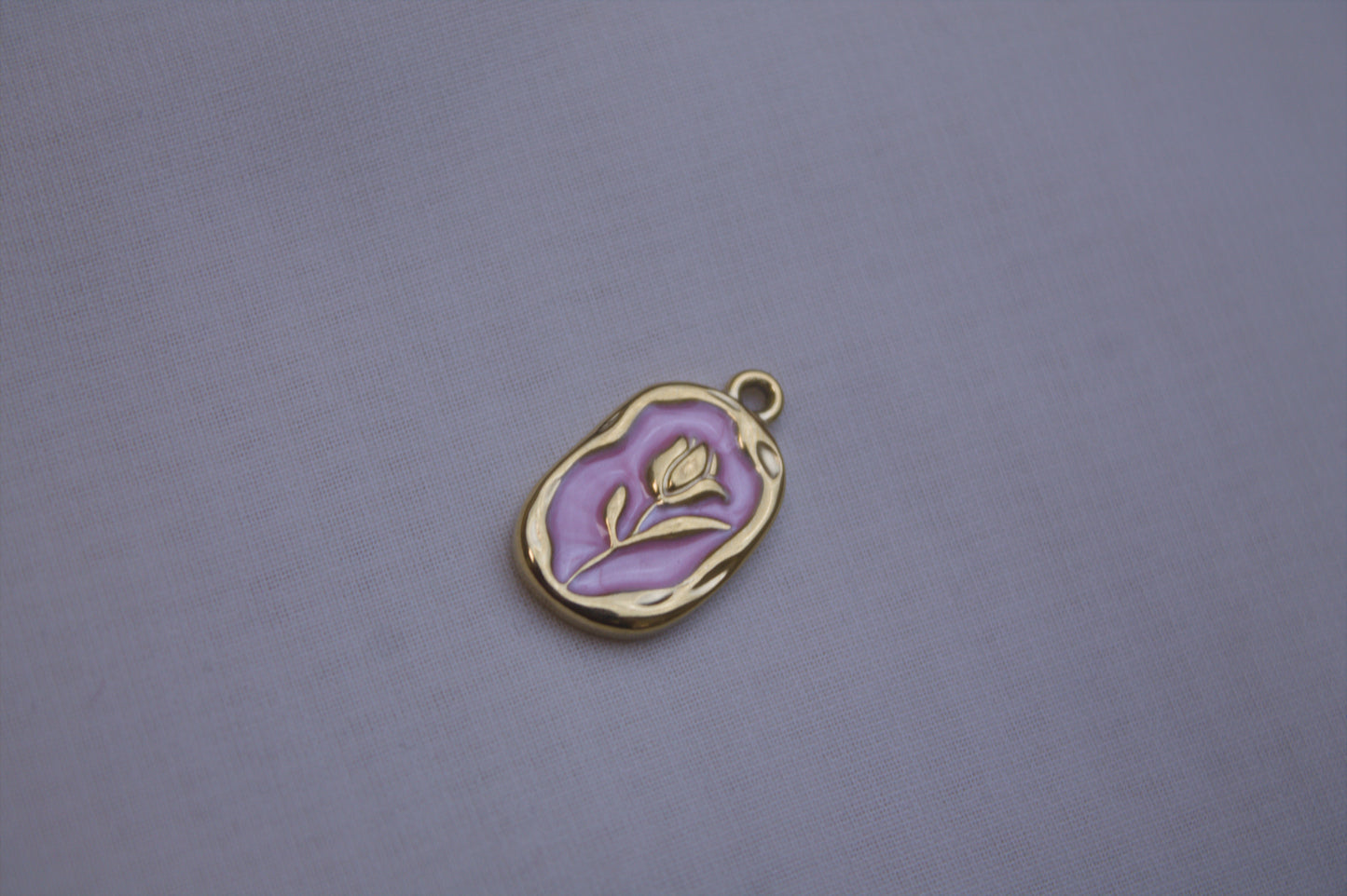 Purple Enamel Tulip Medallion Charm