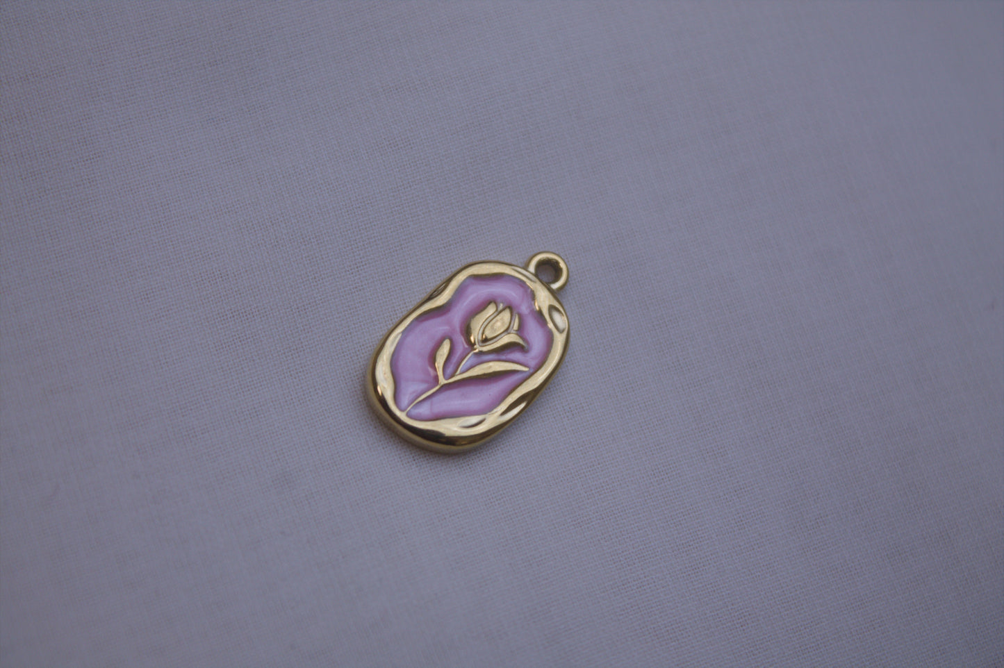 Purple Enamel Tulip Medallion Charm