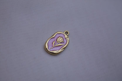 Purple Enamel Tulip Medallion Charm