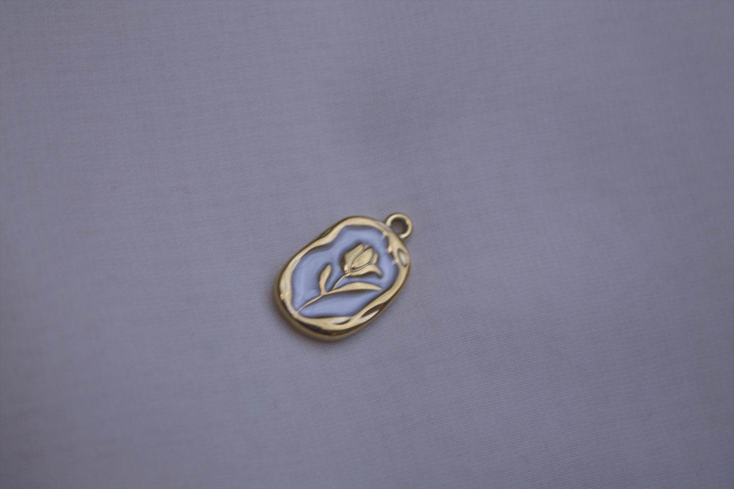 Purple Enamel Tulip Medallion Charm