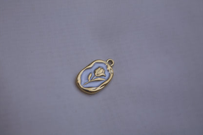 Purple Enamel Tulip Medallion Charm