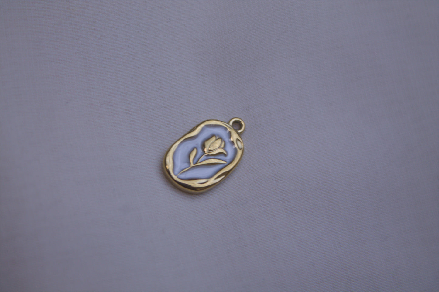 Light Blue Enamel Tulip Medallion Charm