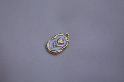 White Enamel Tulip Medallion Charm