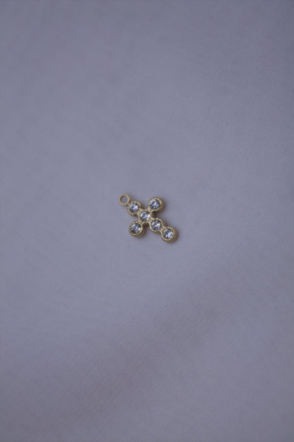 Gold Crystal Cross Charm