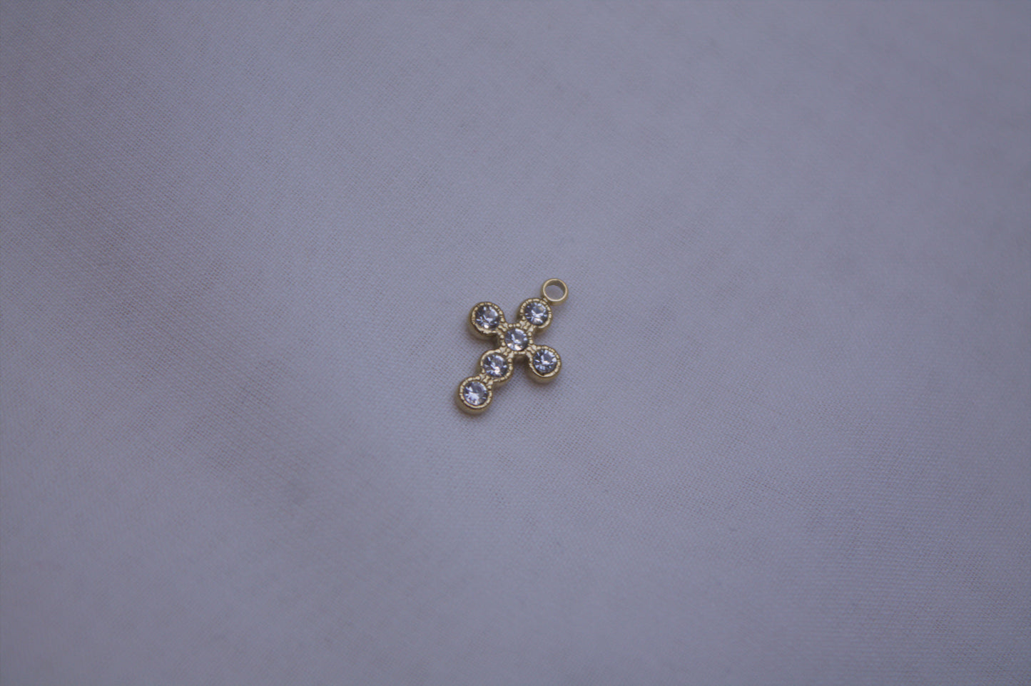Gold Crystal Cross Charm