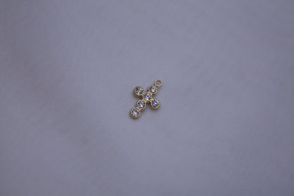Gold Crystal Cross Charm