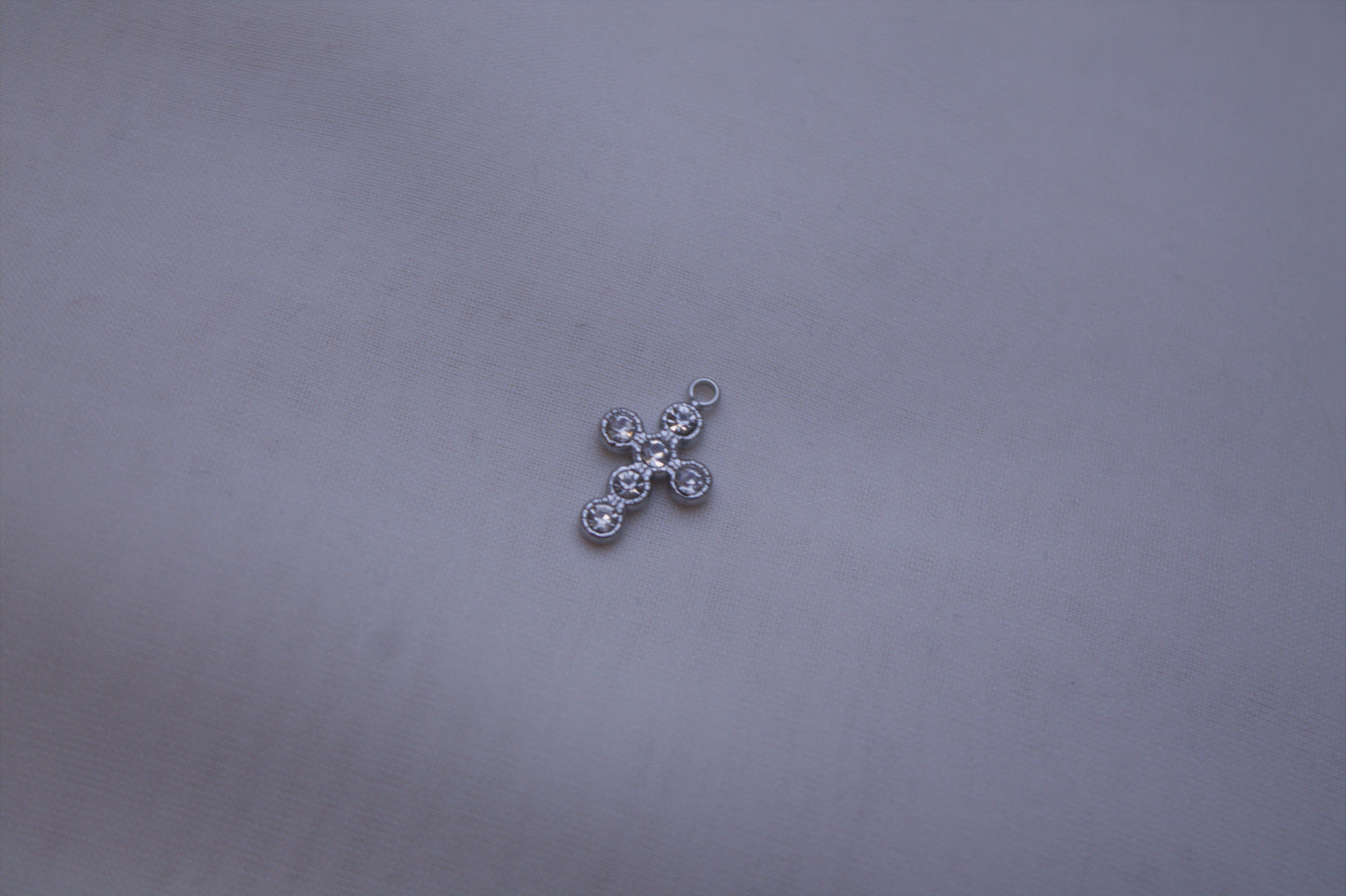Silver Crystal Cross Charm