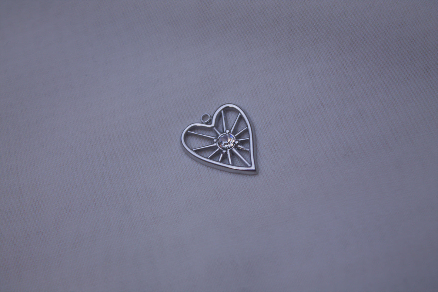 Silver Crystal Heart Charm