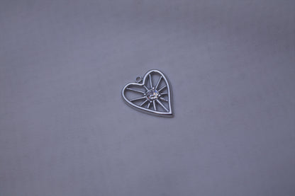 Silver Crystal Heart Charm