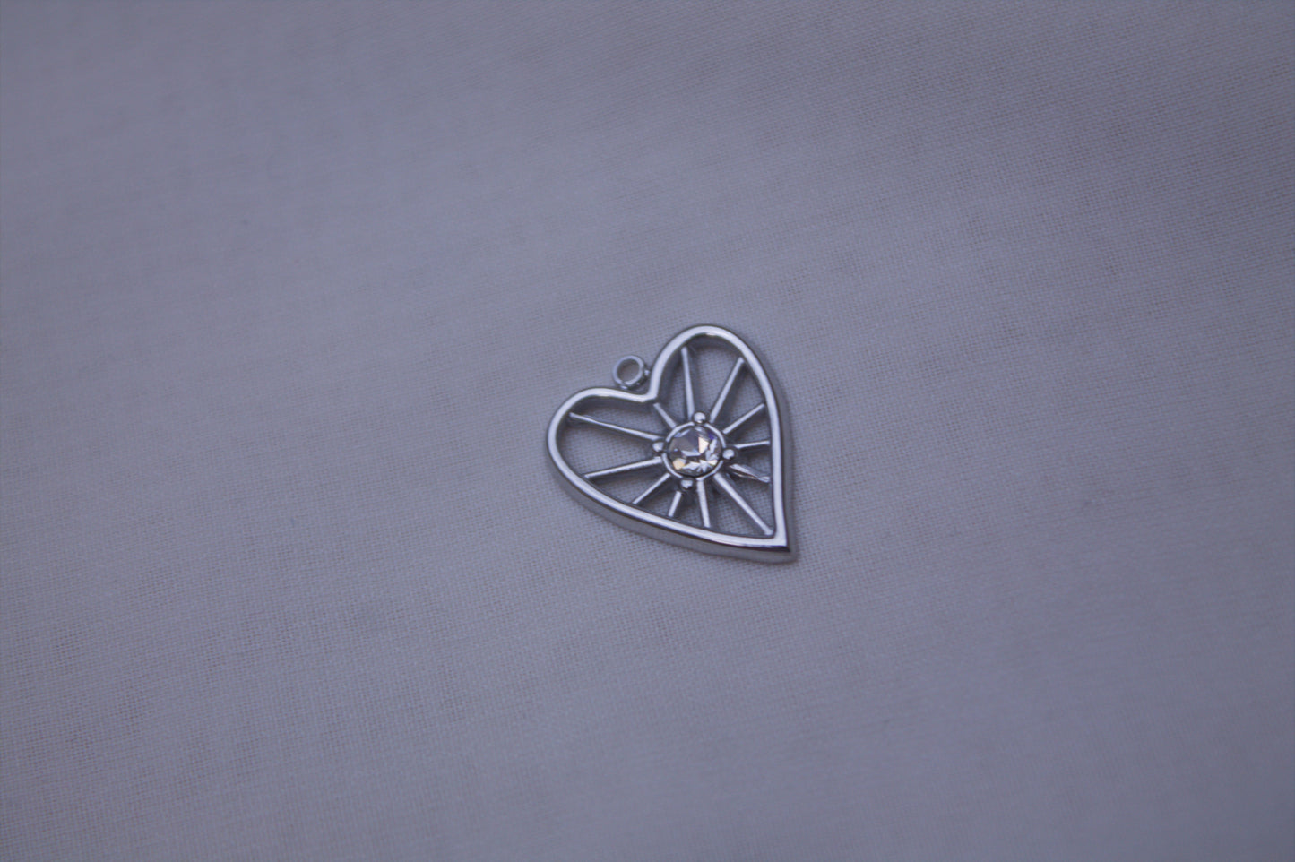 Silver Crystal Heart Charm