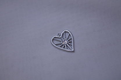 Silver Crystal Heart Charm