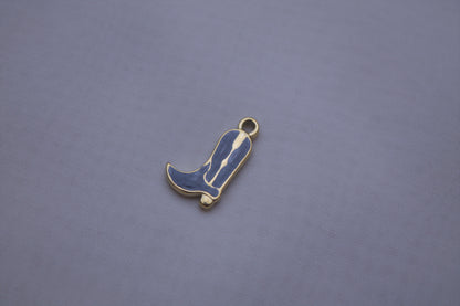 Blue Enamel Cowboy Boot Charm
