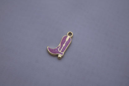 Pink Enamel Cowboy Boot Charm