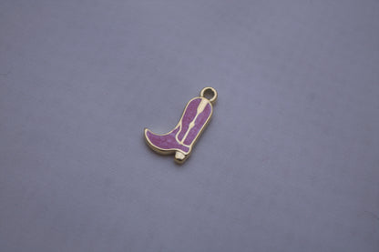 Pink Enamel Cowboy Boot Charm