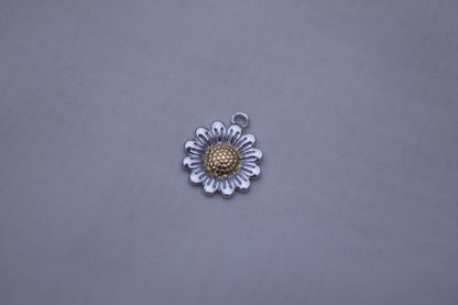 Silver Gold Daisy Charm