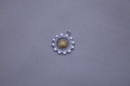 Silver Gold Daisy Charm